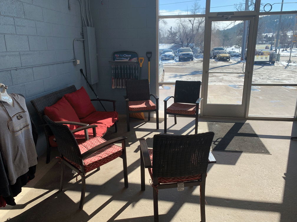 Tire shop waiting area chairs